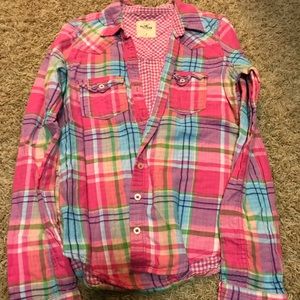 Hollister pink flannel